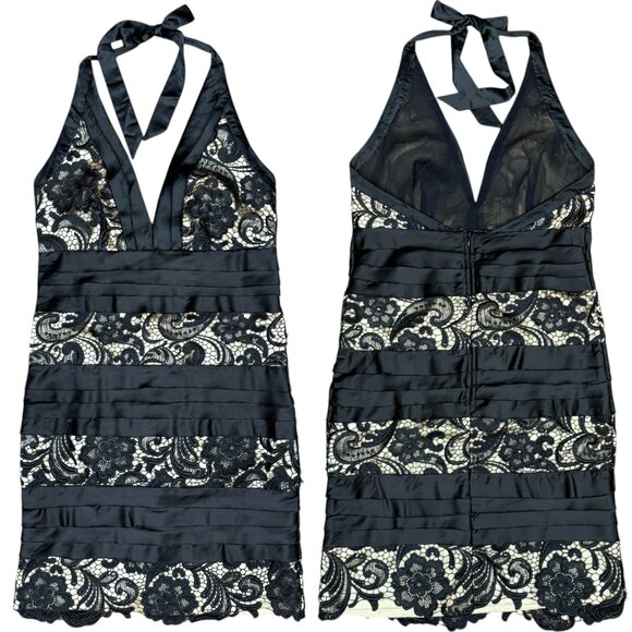 Woman's‎ LUCY & CO. Black Lace Overlay Sheath Halter Dress- Size Large - Picture 1 of 8